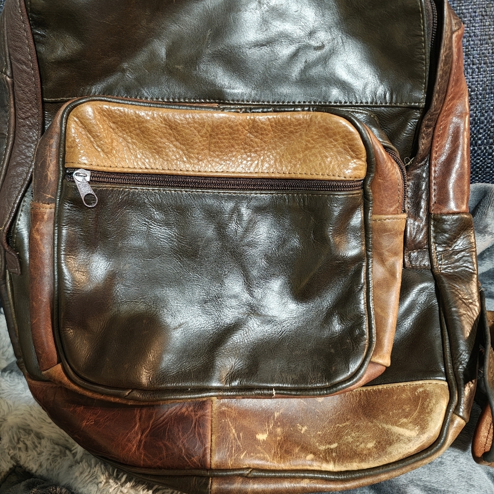 Brown Leather Men's Backpack
